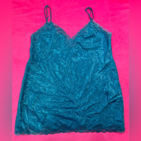 Vintage 90’s Victorias Secret Blue Jacquard Slip Dress size Large - Picture 1 of 5